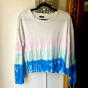 Splendid Lightweight Tie-Dye Long Sleeve sweater White, Pastel Pink, Mint & Blue